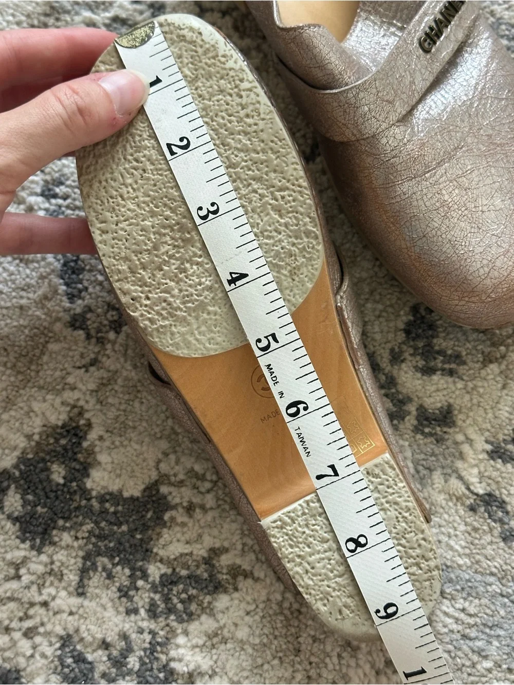 Chanel Metallic Silver Crack Leather Wooden Clogs Size 38